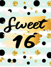 Custom 16th Birthday Polka Dots Background Backdrop Shopbackdrop